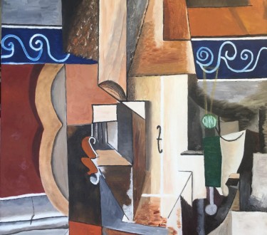 ציור 175 גיטרה וכינור    60X80  שמן